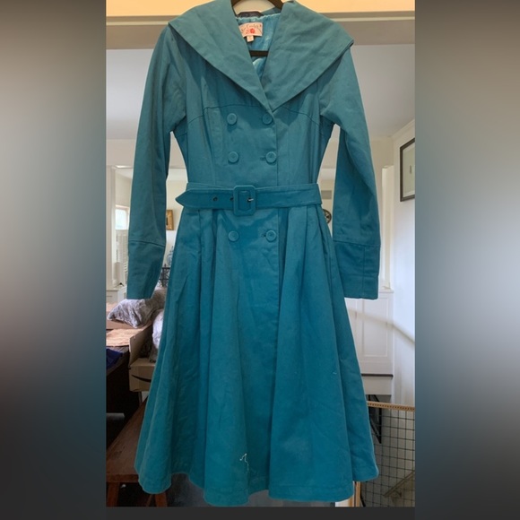 Miss Candyfloss teal trench coat - Picture 2 of 5